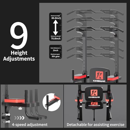K KINGKANG Pull Ups Dip Station, Power Tower for Home Gym Fitness Exercise - color: Black Grey
