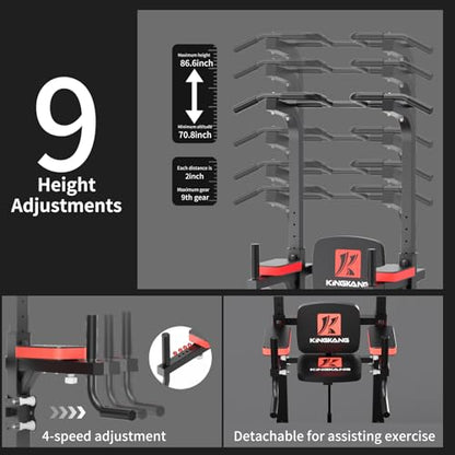 K KINGKANG Pull Ups Dip Station, Power Tower for Home Gym Fitness Exercise - color: Black Grey