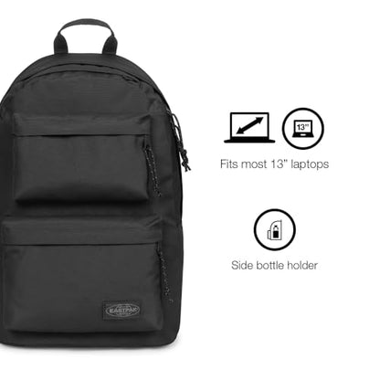 EASTPAK Padded Double – 24L Squared Backpack with Dual Front Pockets, 13” Laptop Sleeve, Bottle Holder & Padded Straps, Refleks Space Black - color: Refleks Space Black