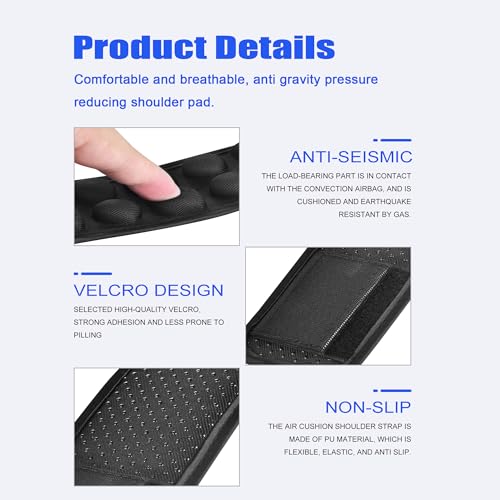 Antigravity Shoulder Strap Pad, Breathable Decompression Cushion with 3D Airbags, Universal Bag Strap Comfort Pad, Black