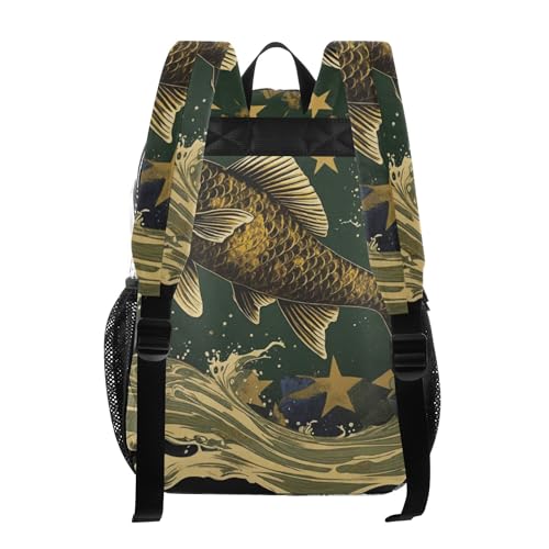 Big Fish Stars Camo Clear Backpack PVC Transparent Backpack Lightweight Book Bag Capacity Clear Bag for Kids Boys Girls - color: Forest Night Green