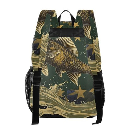 Big Fish Stars Camo Clear Backpack PVC Transparent Backpack Lightweight Book Bag Capacity Clear Bag for Kids Boys Girls - color: Forest Night Green