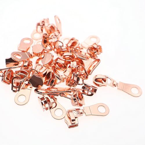 #5 Rose Gold Metallic Nylon Coil Zippers by Yard Bulk Coil Zipper Roll 10 Yards with 25pcs Silver Pull for DIY Sewing Craft Bag(Navy Blue) YIGUANXIN - color: Navy Blue- Rose Gold