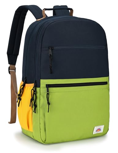 VASCHY School Backpack, Lightweight Classic Cute Aesthetic Bookbag Daypack for Teen Boys Girls Traveling/Gym/Middle School Blue Green - color: Blue Green-l, size: Large-17in