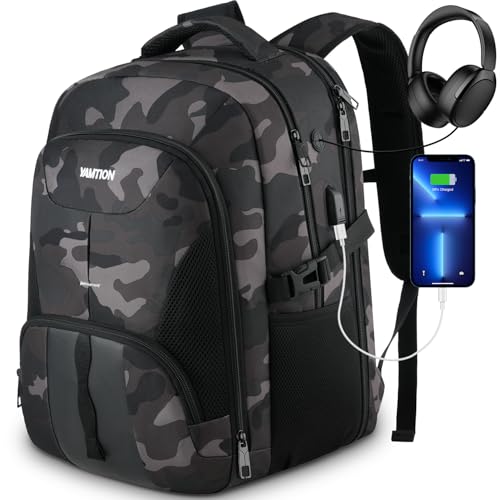 YAMTION School Backpack for Teen Boys Men,17.3 Inch Laptop Bookbag for High School College Students Work Office Business Travel - color: Cam Black, size: 17.3 inch