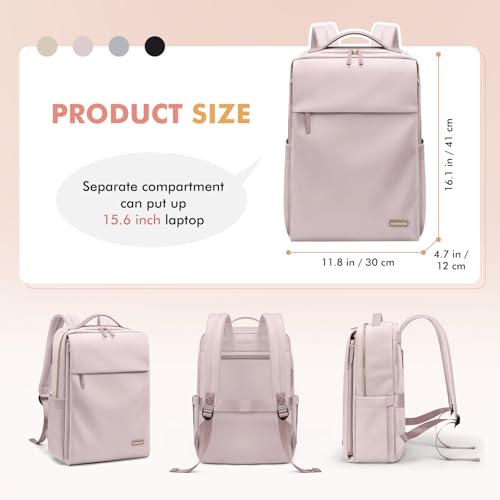 GOLF SUPAGS Travel Laptop Backpack for Women Airline Approved for Work College Travel Multi-Functional Casual Daypack Teacher Nurse Bags Fits 15.6 Inch Notebook (Pinkish Grey) - color: Pinkish Grey