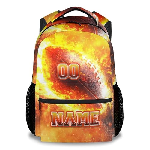 Personalized Kids Backpack, Football Backpacks for Boys, School Bags for Teens, 17 Inch Custom Sport Bookbag with Name, Durable School Supplies - color: Color-4