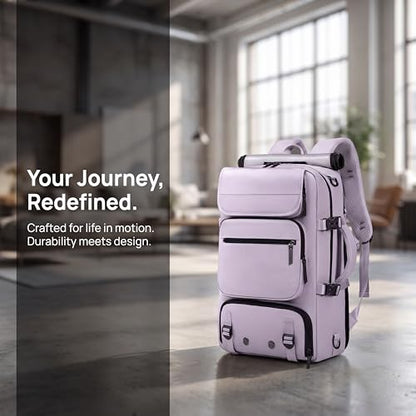 Travel BackpackWaterResistant Large LaptopBackpack with Shoe CompartmentMulti-Pocket Carry On Backpack for Business Work Trip - color: Purple