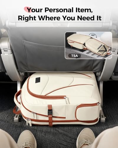 MATEIN HER Teacher Backpack, Computer Backpack for Women Fits 17.3'' Laptop | Water Bottle Holder, Water Resistant, Anti Theft, with Lunch Compartment, Office Travel Commute, Laptop Bookbag for College - color: Beige