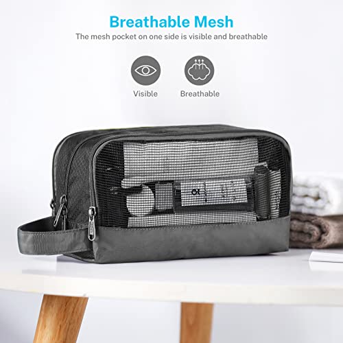 Gonex Travel Toiletry Bag Nylon, Shaving Bag Toiletry Organizer Gray - color: Gray