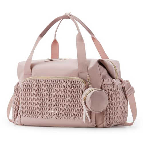 mommore Diaper Bag Tote, Large Capacity Travel Diaper bags, Hospital Bag for Labor Delivery, Baby Bag with Pacifier Case | Hospital Bag - color: Pink