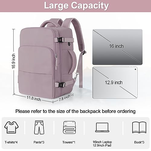 Sinaliy Travel laptop Backpack for Women, Personal Item Size Flight Approved, 16 Inch Laptop Bag with Multi-Pockets, College Computer Bag, Waterproof Carry On Backpack Casual Daypack Backpack - color: Purple, size: Large