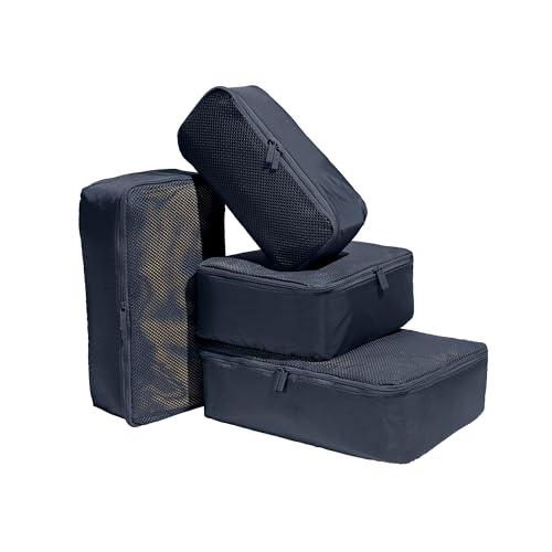 Away Insider Packing Cubes Set of 4 - Lightweight Space-Saving Packing Cubes for Carry-On Luggage - Small, Medium, and Wide Sizes - Navy Blue - color: Navy Blue