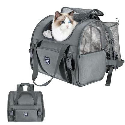 Lollimeow Expandable Large Cat Carrier Backpack, Supports up to 14 lbs - color: Dark Grey, size: 16.5"L x 9.0"W x 13.4"H