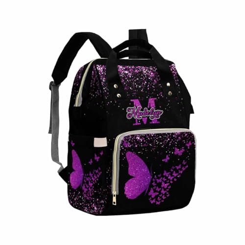 MyPupSocks Personalized Diaper Backpack Butterfly, Custom Butterfly Diaper Bag Baby Nappy Bags Fashion Shoulder Casual Daypack Bag for Mom Baby Girls Boys Travel Hiking - color: Color 20