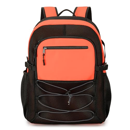Fasrom Mesh Beach Bag Backpack with Wet Item Pocket, Swim Backpack for Pool, Travel and Gym (Patent Design, Empty Bag Only), Orange - color: Orange