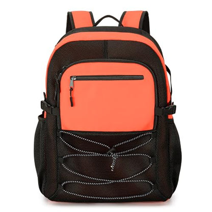 Fasrom Mesh Beach Bag Backpack with Wet Item Pocket, Swim Backpack for Pool, Travel and Gym (Patent Design, Empty Bag Only), Orange - color: Orange