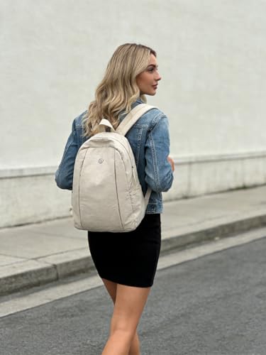 Nylon Backpack for Women Men, Waterproof Travel Backpack Purse Casual Daypack, Gym School Backpack for Daily Cycling (Beige) - color: Beige