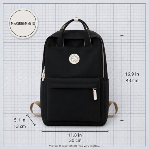 Minimalist Backpack for Women & Men, Lightweight Polyester Laptop Backpack 15 Inch, Casual Travel Daypack (Black) - color: Black