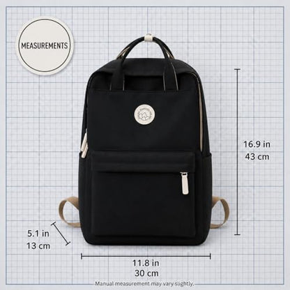 Minimalist Backpack for Women & Men, Lightweight Polyester Laptop Backpack 15 Inch, Casual Travel Daypack (Black) - color: Black