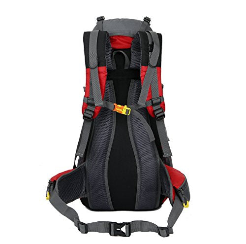 Esup 50L Hiking Backpack Men Camping Backpack with rain cover 45l+5l Lightweight Backpacking Backpack Travel Backpack - color: Red