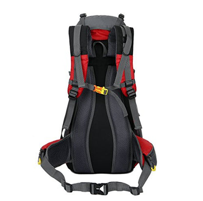 Esup 50L Hiking Backpack Men Camping Backpack with rain cover 45l+5l Lightweight Backpacking Backpack Travel Backpack - color: Red