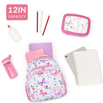 mibasies Toddler Backpacks for Girls 2-4: Little Kid Bookbag for Preschool Prek Daycare - Butterfly Pink - color: Butterfly Pink, style: Toddler-12"h(not Fit Folder)