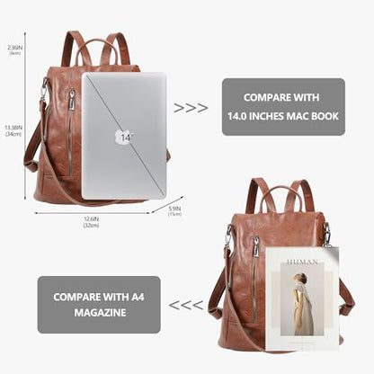 Women Backpack Purse PU Leather Anti-theft Casual Shoulder Bag Fashion Ladies Satchel Bags - color: Tortoiseshell Brown, size: Medium