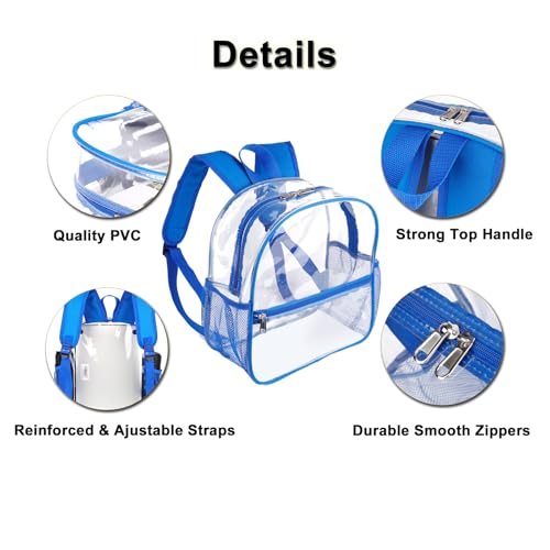 Fomaris Clear Backpack Stadium Approved 12x6x12 - Blue Clear Bag with Reinforced Straps, Durable PVC for Stadium Events, Sports, Festivals, Concerts, Games, Women & Men - color: Blue-1pc