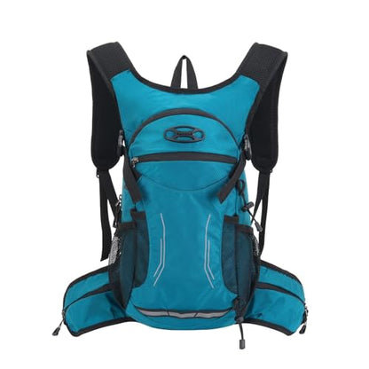 18L Hydration Backpack, Lightweight Breathable Hiking Backpack with Water Bag Compartment and Reflective Strips, for Camping Running Biking Commuting - color: Lake Blue
