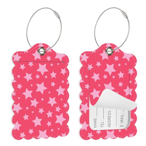 Seorsok 2 PCS Cute Stars Luggage Travel Tags for Suitcases - color: Hot Pink02