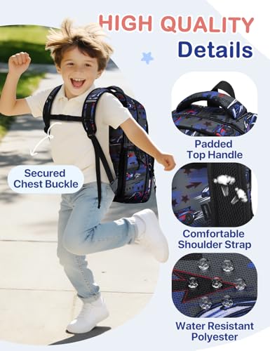 VASCHY Kids Backpacks, 12L Toddler & 17.5L School Backpacks, Lightweight Water-Resistant for Boys and Girls Ages 3-12 - color: Racing Blue-l, size: Large