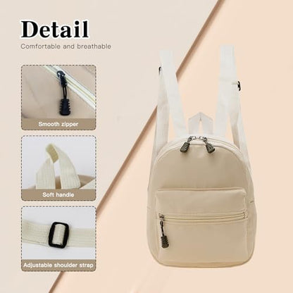 Cute Backpack, Lightweight Backpack Small Backpack for Women, Mini Backpack Purse with Zippers for Travel (khaki)