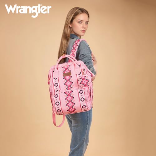 Montana West Wrangler Diaper Bag Backpack Aztec Callie Bag Travel Backpack Purses Western Multi-Function Baby Bags for Mom - color: 3pcs Pink