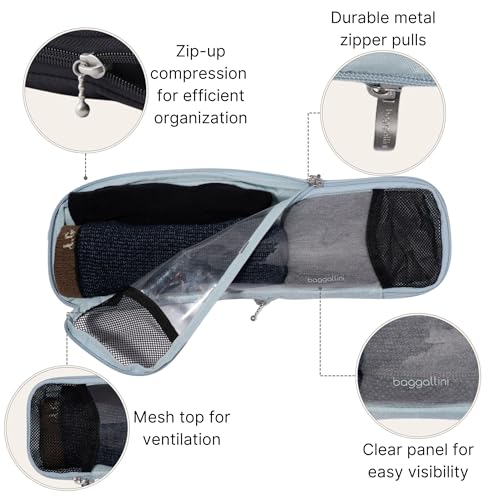Baggallini Long Compression Cube - Lightweight Travel Accessory Compression Packing Cube for Travel - color: Pool