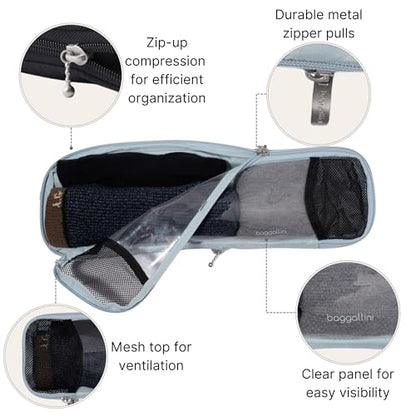 Baggallini Long Compression Cube - Lightweight Travel Accessory Compression Packing Cube for Travel - color: Pool
