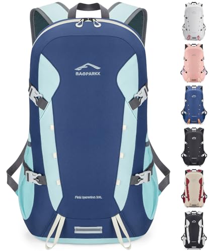 BAGPARKK Hiking Backpack,Large 35L Travel Backpacks for Men Women,Water Resistant Ultra Lightweight Foldable Packable Camping Daypack for Outdoor Sports - color: Navy-blue（35l）