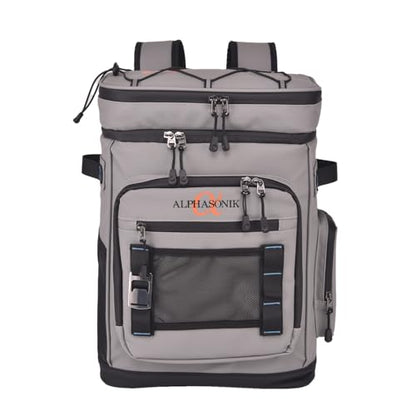 Alphasonik Cooler Backpack 40 Cans Insulated Backpack Cooler for Men & Women, 2 Leak Proof Compartments Coolers Bag for Beach Travel Picnic Hiking BBQ Fishing Outdoor Camping - color: White