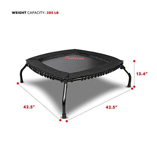 Sunny Health & Fitness Springless Mini Fitness Trampoline – Premium Adjustable Bungee-Style Indoor/Outdoor Exercise Rebounder for Quieter and Safer Workouts - size: 40 Inch