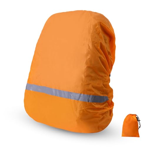 Backpack Rain Cover with Reflective Stripe Buckle Straps for Hiking Camping Cycling Outdoor Activities Universal Fit 210T Oxford Cloth Quick Installation - color: Orange, size: Medium