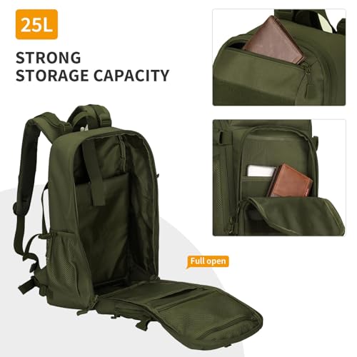 HUNTVP Tactical Backpack Military MOLLE Backpack Hunting Rucksack Gear Assault Pack 25L WR (Army Green) - color: Army Green-25l, size: 25L