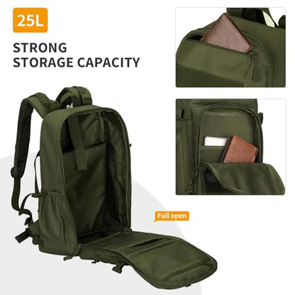 HUNTVP Tactical Backpack Military MOLLE Backpack Hunting Rucksack Gear Assault Pack 25L WR (Army Green) - color: Army Green-25l, size: 25L