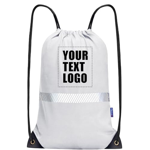 AYKRM Customize White Drawstring Backpack Bag work Sackpack logo - color: White-logo