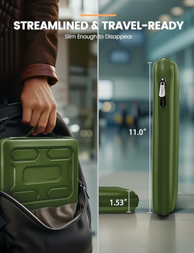 DOMISO 14 inch Laptop Sleeve with Handle Shockproof Computer Bag Waterproof EVA Protective Carrying Case for 14" ThinkPad E480/Yoga 920/13.5" Microsoft Surface Book/HP Pavilion 14 Stream 14, Green - color: Green, size: 14 inch