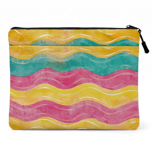 13.3 inch Laptop Case, Colorful Watercolor Stripe Print Laptop Sleeve, Soft Velvet Computer Sleeve with Pocket, Compatible with 13-13.3 Slim Laptops, Aesthetic Notebook Cover Bag for Business Work - color: Colorful Wavy 1418