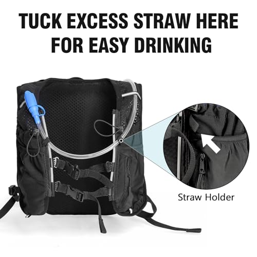 HIPONY Hydration Backpack with 2L Leak-Proof Water Bladder, Lightweight Running Hydration Pack, Adjustable Vest Style Water Backpack for Trail Running, Cycling and Biking - size: 2L Bladder & One 500ML Soft Bottle