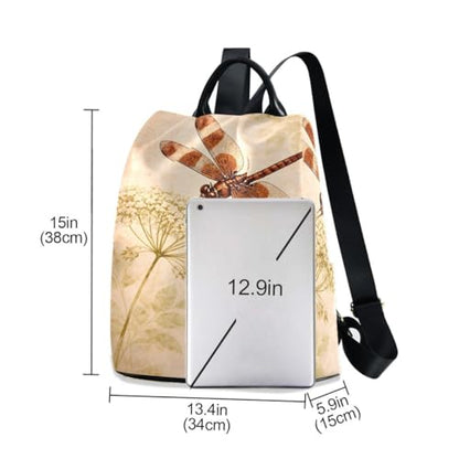 ALAZA Watercolor Retro Dragonfly Dandelion Backpack Purse with Adjustable Straps for Woman Ladies - color: Multi 3