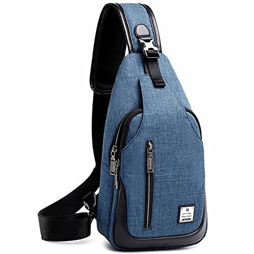 Small Sling Bag Crossbody Backpack Over the Shoulder Bag for Men Women Travel Outdoors, Lightweight Sling Chest Pack (Large, Blue) - color: Blue, size: Large