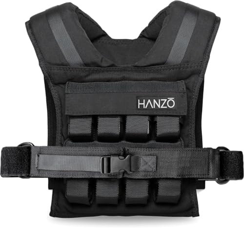 HANZO Weighted Vest for Men & Women 25lbs | 35lbs | 45lbs | 65lbs | Weight Vest With Removable Iron Weights, Adjustable Heavy Duty Weighted Workout Vest for Calisthenics & Fitness Training - size: 35 lbs