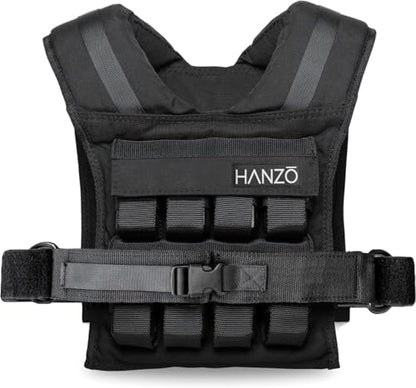 HANZO Weighted Vest for Men & Women 25lbs | 35lbs | 45lbs | 65lbs | Weight Vest With Removable Iron Weights, Adjustable Heavy Duty Weighted Workout Vest for Calisthenics & Fitness Training - size: 65 lbs